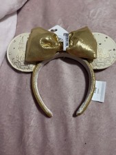NEW 2026 Disney Parks Gold Bow Cinderella Castle Fireworks Ears Headband picture