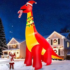 16Ft Ht x 18FT Long Super Giant Christmas Inflatable Dinosaur with Candy Cane picture