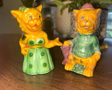 1950s Vintage anthropomorphic mom n pop cat Salt & Pepper Shakers Set from Japan picture