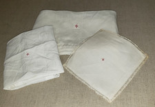 3 CATHOLIC MASS LINENS W/CROSS PATCH WEE IMPERFECTIONS picture
