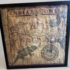 Vtg 1989 DISNEY PARKS Indiana Jones Adventure Outpost  MAP Framed picture