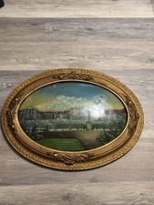 Antique Reverse Painted Bubble Glass Versailles France Gilded Oval Frame 24