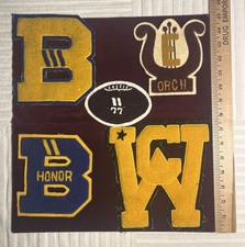 VINTAGE 1970's High School Chenille Letterman Jacket Patches Lot of 5 picture