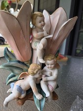 MCM Ardalt Occupied Japan Ceramic Angels & Tulips, Restore Piece, Missing Toe, h picture