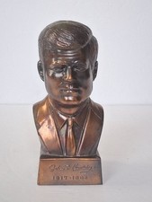 JFK John F Kennedy Vintage Metal Portrait Bust Desk Paperweight picture