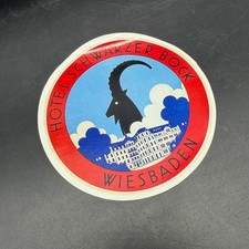 Hotel Schwarzer Bock Wiesbaden Luggage Travel Decal Sticker Souvenir Germany Vtg picture