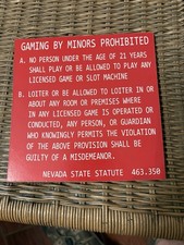 Vintage Las Vegas Casino Slot Machine Warning Sign posted in all casinos 6”x6” picture