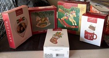 Lots of 5 misc.  Vintage Christmas ornaments Hallmark & Heirloom  picture