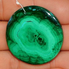 78 Cts Natural Malachite Cabochon Front Drill Loose Gemstone 34x34 mm #L313 picture