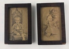 Antique Unique Framed Photo Set Victorian Children Brother Sister Siblings Pair picture