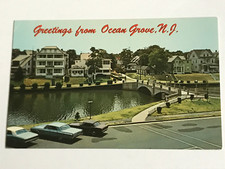 Postcard Ocean Grove NJ New Jersey Emery Street Bridge Vacation Houses 60's Cars picture