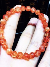 Genuine Natural Sunstone Crystal Round Fashion    Beads  Bracelet  5A picture