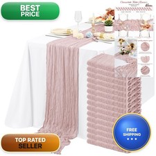 Lykoow 15 Packs Cheesecloth Table Runner Dusty Pink 10 Ft Boho Wedding picture