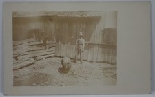 ANTIQUE 1911 RPPC PIG & FARMER COLUMBUS OHIO POSTCARD picture