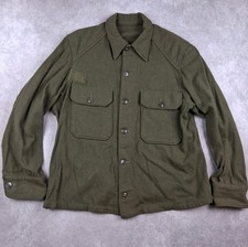 Vintage US Military OG-108 Wool Field Shirt Mens Green Wool Blend 50s Korean War picture