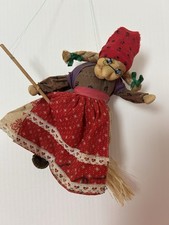 Vintage ‘70s Handmade Good Luck Kitchen Witch Hanging Doll Grandma Cottage Core picture