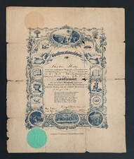 1865 antique GERMAN CONFIRMATION CERTIFICATE Theodor HATRY new orleans la picture
