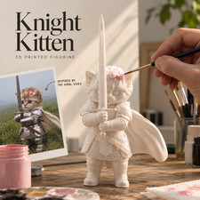 Viral Cute Knight Kitten Cat Figurine Paintable White PLA 3D Printed Figure picture