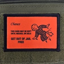 Get Out Of Jail Free Patch Moral Tactical Military Army USA Flag Hook & Loop 3x2 picture