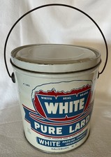 Vintage White Pure Lard 4lb Tin Can picture