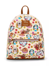 New Loungefly Disney Dogs Flower Hearts Fox Hound Mini Floral Backpack Purse picture