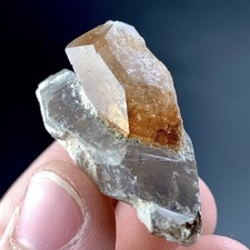 Topaz on Smoky Quartz Crystal Point Matrix Mineral Specimen Display Piece picture