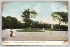 Bridgeport CT Seaside Park Soldier's Monument Postcard MNC 1900s picture