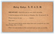 Soley Lodge A.F.A.M. Reservation Tickets Advertising West Medford MA Postcard picture