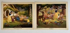 Disney Snow White Vintage Lithograph Prints Set Of 2 1940’s 10”x12” picture