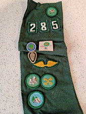Vintage Girl Scout Troop 285 Sash w/ Patches, Pin & Bookmark  picture