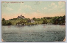 Great Diamond Island ME 1911 Biplane Sighting Maine Postcard Nashua NH Postmark picture