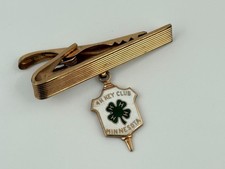4H Key Club 10K Minnesota Service Key Award Charm Pendant on 12 K GF Tie Clip picture