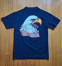 Vtg rare 80s-90s Harley-Davidson Illinois Oak Park Chicago Graphic TShirt Size S picture