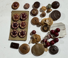 Vintage Antique Button Lot Mixed Bakelite Celluloid Glass - Fall Colors picture