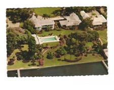 Aerial view homes with pools in the back vintage postcard unposted picture