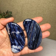 2pcs Natural Blue sodalite Moon shape Crystal Massage board specimens 72g A6091 picture