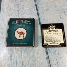 Vtg Camel Dark Mint Cigarettes Tin Metal Advertising Box Tobacciana 3.5