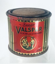 Vtg 1930s Super Valspar Clear Red Paint Can 1/4 Pint Sample Size Advertising picture