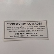 Crestview Cottages Bob & Eileen Bruce Marquette 1958 MI Ad TAK3-S25 picture