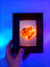 Yooperlite Flame Stone Heart Fire Rock UV Reactive Specimens Decor Unique Gift picture