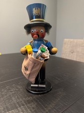 VINTAGE RARE GERMANY STEINBACH SMOKER POSTMAN MAIL MAN WOOD W/ ORIGINAL LABEL picture