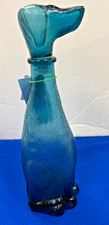Vintage Italy 1970 Empoli Blue Glass Dachshund Decanter 12.5