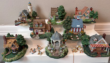 Cherished Teddies Village 8 Figurines Lot School Toy Store Bakery Gazebo READ picture