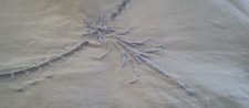 Vintage White Cotton Tablecloth w/ Blue Floral Embroidery 32 by 32 inches square picture