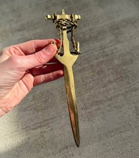 Vintage Brass Anchor Letter Opener Nautical Heavy Patina picture