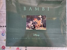 Disney Bambi Collection of 6 Fine Art Lithographs Prints Set 11x14 NEW SEALED picture