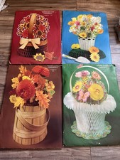 4 Adorable Vintage Hallmark Ambassador Honeycomb Cardboard Centerpieces Flowers picture