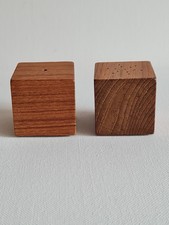 Wooden Cube Salt & Pepper Shakers Set of 2, Refillable, Rubber Stoppers picture