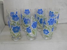 VTG Culver Blue Flower Glasses Set of 7 picture