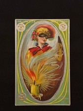 Raphael Tuck Halloween Greetings Masked Woman Jack-o'-Lantern Postcard picture
